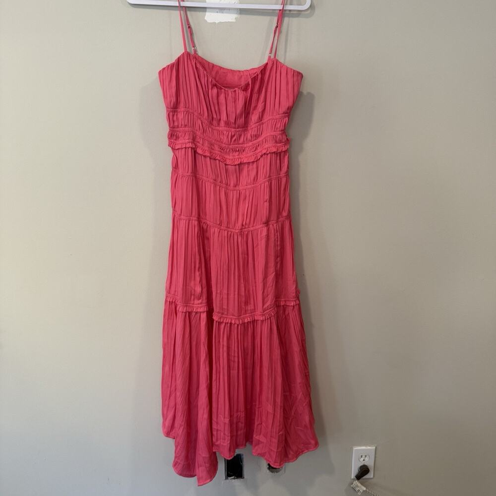 NWOT Anthropologie Ruched Tiered Satin Slip Midi Dress Size 6 2382 - Picture 5 of 12